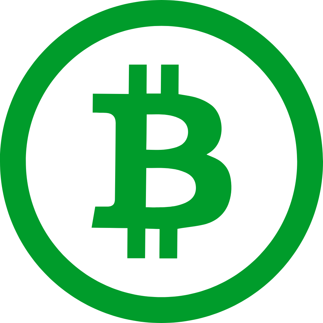 A green bitcoin icon